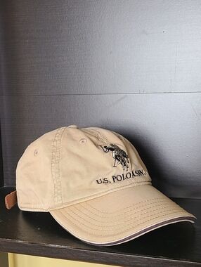U.S. Polo Assn. Tan Khaki Baseball Cap with Embroidered Polo Logo